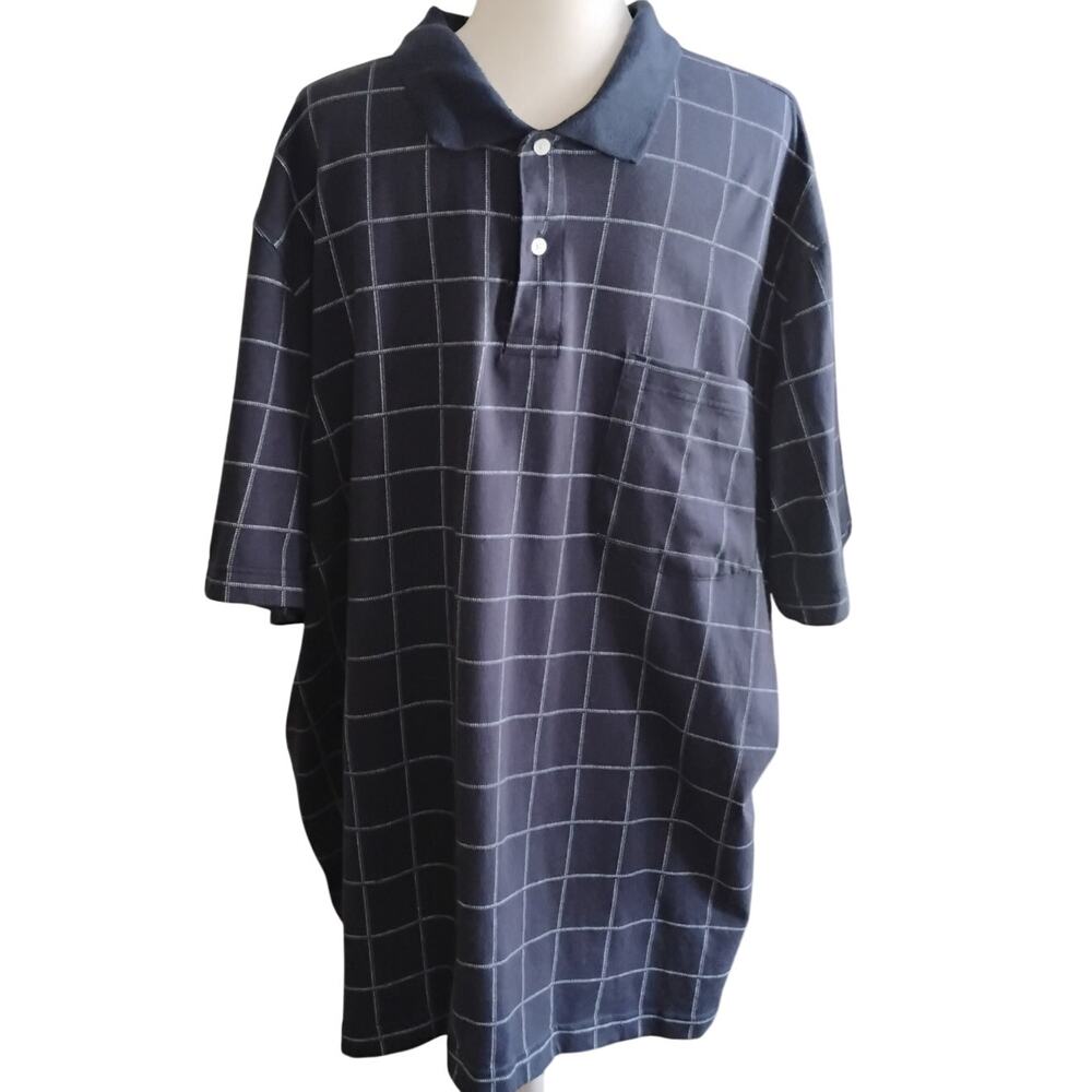 Vintage 90s Puritan Navy White Check Polo Shirt XL Short Cotton - Picture 3 of 17